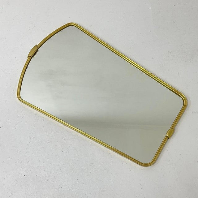 Mid-Century German Asymmetric Brass Wall Mirror, 1960s For Sale - Image 6 of 11