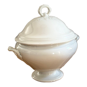 Large Antique French White Ironstone Soup Tureens — Creil Et Montereau, 19th Century
