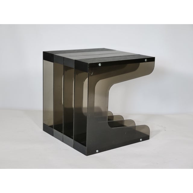 Space Age Vinyl Stand in Smoked Acrylic Glass, 1970s For Sale - Image 6 of 16
