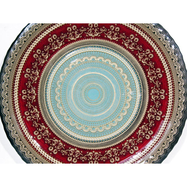 Glass Large Turkish Gilded Glass Decorative Plate For Sale - Image 7 of 8