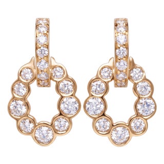 Gia Certified 14k Yellow Gold Door-Knocker Diamond Drop Earrings 1.60 CTW D–g Vs, Pair For Sale