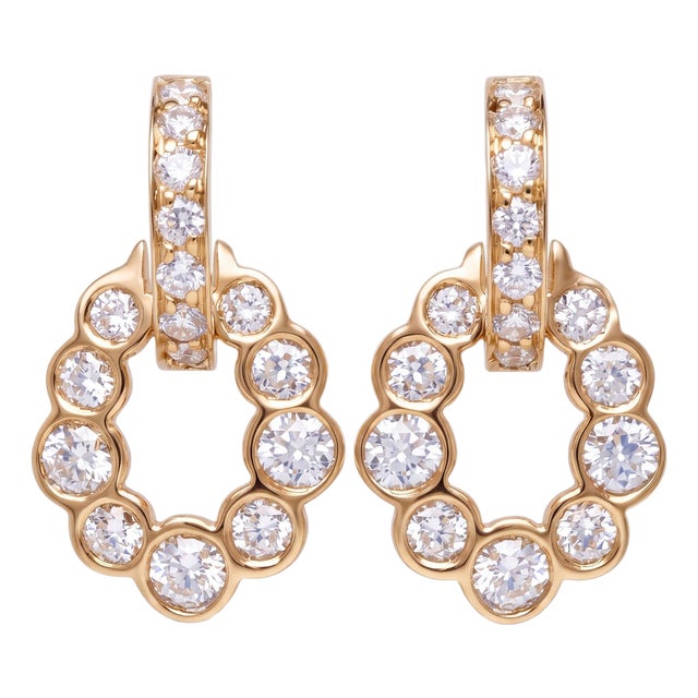 Gia Certified 14k Yellow Gold Door-Knocker Diamond Drop Earrings 1.60 CTW D–g Vs, Pair For Sale