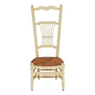 Louis XVI Provence Chair with High Back and Colored Straw, 1800s For Sale
