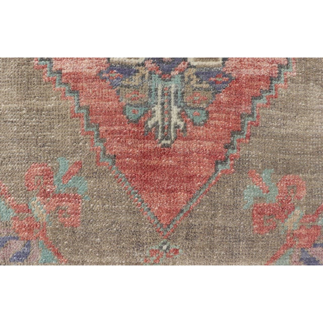Terra Cotta Vintage Turkish Oushak Rug in All-Over Sub-Geometric Medallion Design 1'8 X 3'4 For Sale - Image 8 of 9