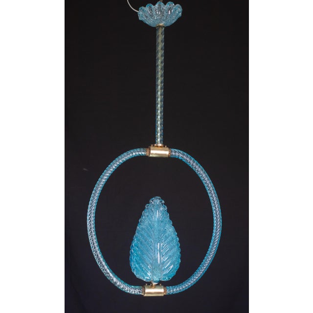 Blue Jewel Murano Glass Pendant by Barovier E Toso, 1950s For Sale - Image 10 of 12