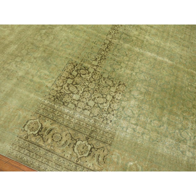 Early 20th Century Green Persian Tabriz Herati Rug - 10'4" x 13'2" For Sale - Image 9 of 12