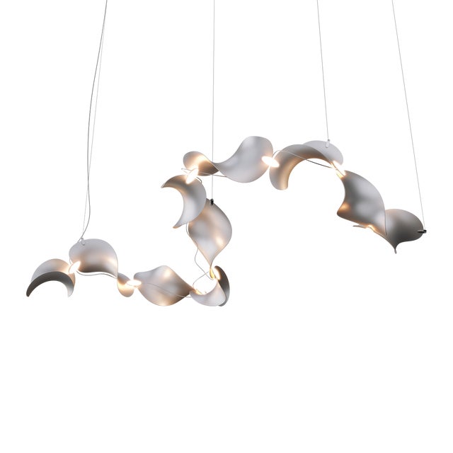 Dune 10 Curve Chandelier with Silver Anodized Shades by Daniel Becker for Moss Objects For Sale - Image 17 of 17
