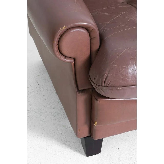 Pair Tufted Leather Lounge Chairs Pair Mid Century EuroVintage For Sale In New York - Image 6 of 16