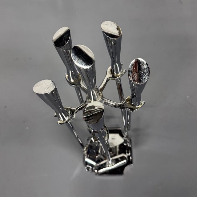 Mid-Century Modern MCM Chrome Fireplace Tool Set For Sale - Image 3 of 12
