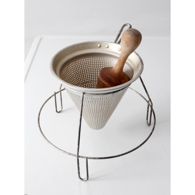 Mid-Century Conical Strainer Set With Stand and Wooden Pestle For Sale - Image 10 of 13