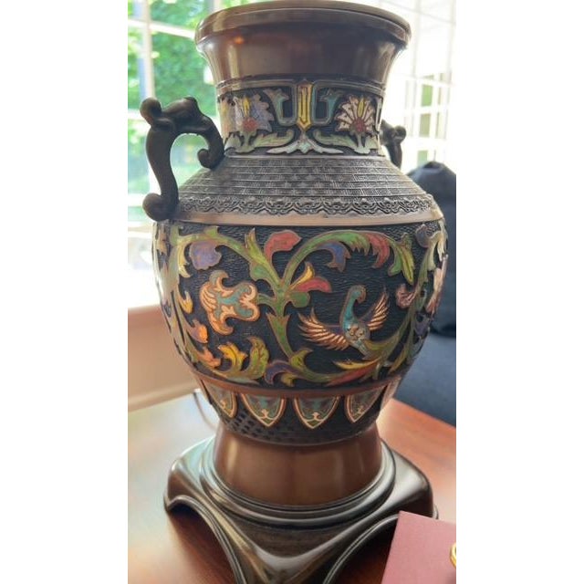 1990s 1990s Wildwood Bronze Cloisonne Lamp #6129 - Display Model For Sale - Image 5 of 5
