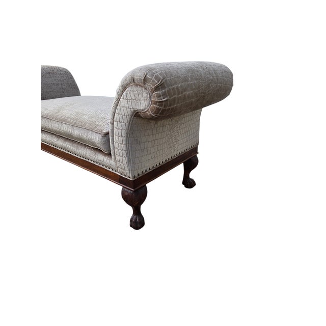 Vintage Oversized Window Bench Settee Alligator Print Paw Feet Attributed to Ralph Lauren For Sale - Image 12 of 18