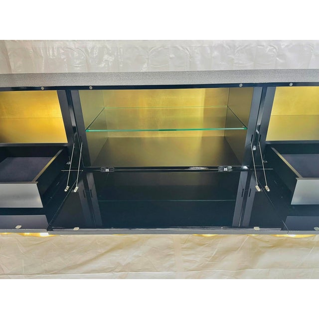 “Janus” Black Lacquer & Gold Leaf Sculptural Sideboard by Karpa For Sale - Image 17 of 18