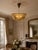 Metal Art Deco Verrerie Dart Amber Molded Glass Pendant Light by Degue, France, 1930 For Sale - Image 7 of 18