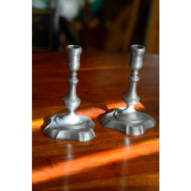 Mid 19th Century Pair of Baroque or Early Provincial Pewter Candlestick Holders For Sale In Washington DC - Image 6 of 7