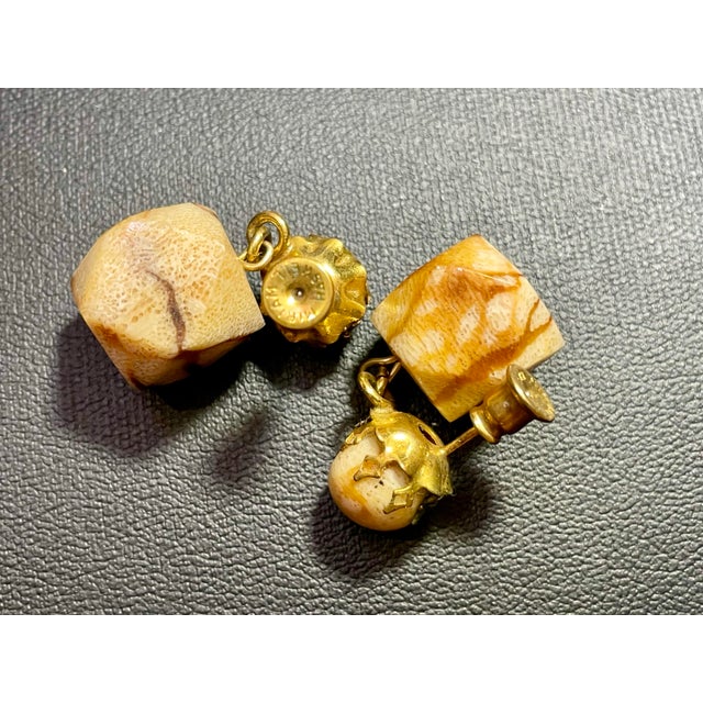 1950s 1950s Pair of Miriam Haskell Signed Simulated Faux Fossil Coral Art Glass Earrings For Sale - Image 5 of 5