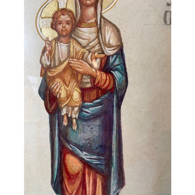Vintage Russian Preliminary Church Icon Gouache Acrylic Religious Painting Art For Sale In New York - Image 6 of 13