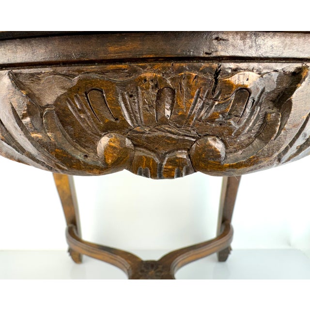 Antique Louis XV Style Carved Walnut Caned Side Chair With Floral Crest For Sale - Image 10 of 13