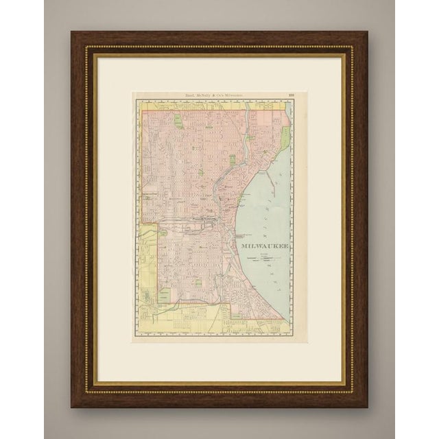 Milwaukee's harbour and river valleys are the focus of this antique map of Milwaukee, published by Rand McNally in 1899 on...