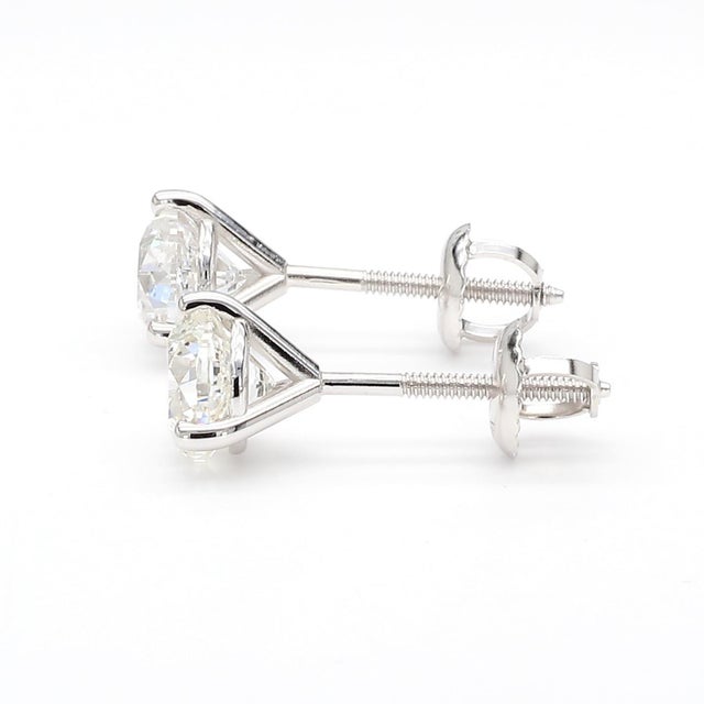 Contemporary Natural 2 Carat Round Diamond 14k White Gold Screw Back Martini Stud Earring For Sale - Image 3 of 10