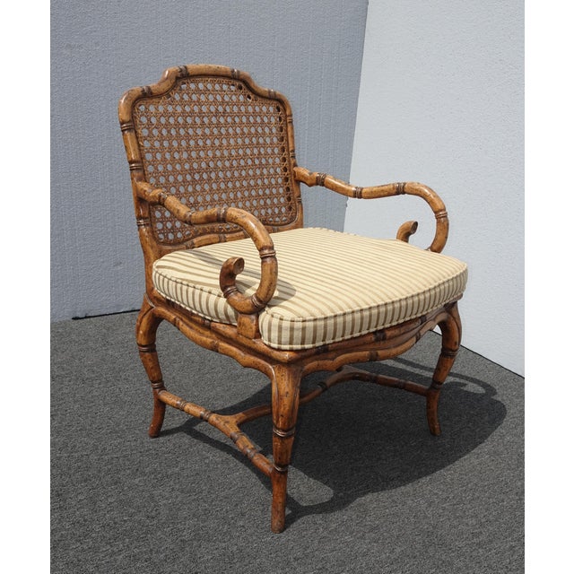 Vintage French Country Cane Faux Bamboo Accent Chair W Scrolled Armrests Italy Chairish