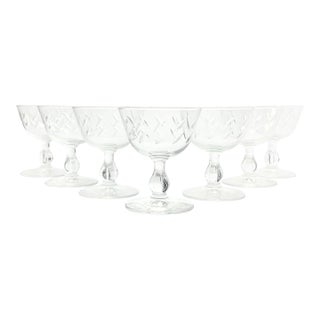 1950s Libbey “Colonial Heritage” Coupe Champagne Glasses - Set of 7 For Sale