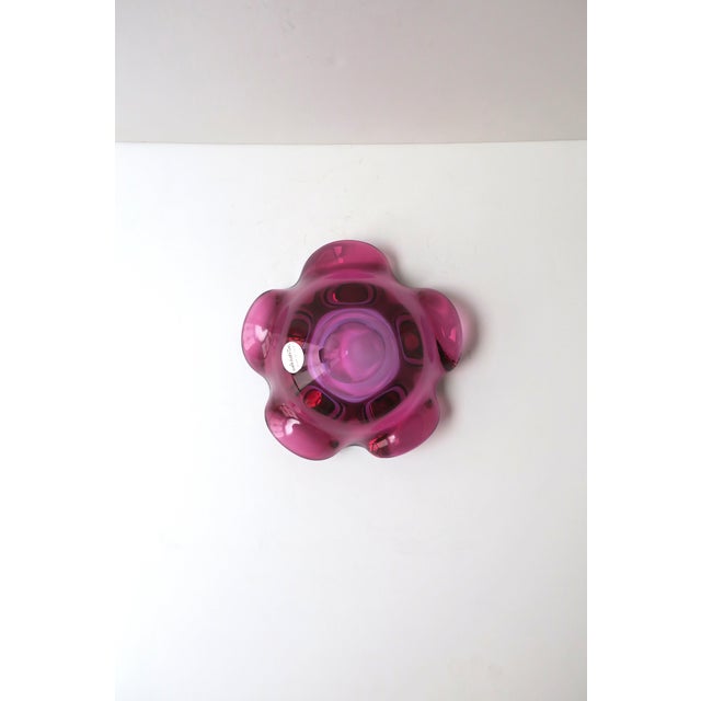 Magenta Italian Murano Bowl, Midcentury Modern Design, Mid 20th Century, Italy For Sale - Image 8 of 9