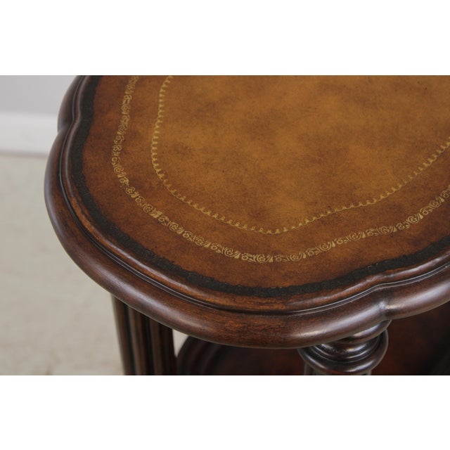 Leather Top Victorian Style Carved Mahogany Etagere Bookshelf For Sale - Image 10 of 15