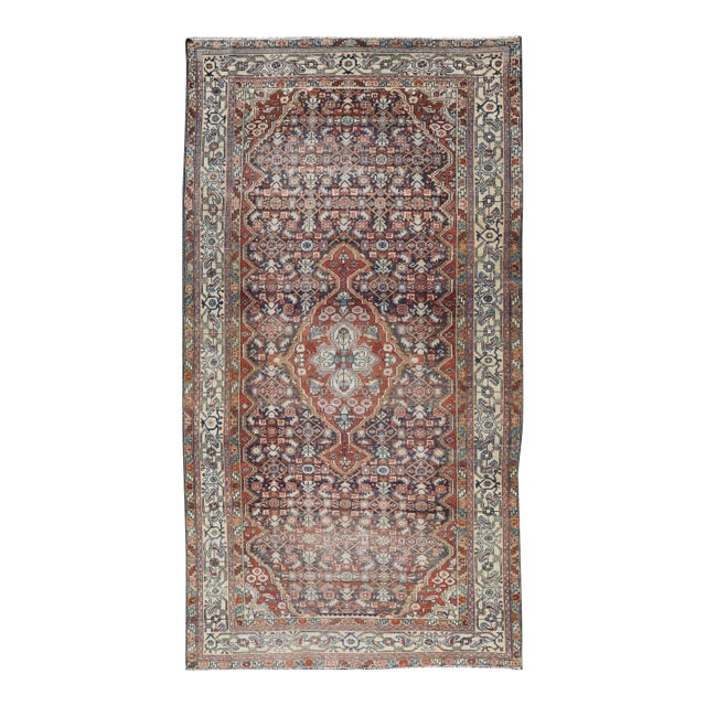 Antique Persian Malayer Gallery Rug With Rich Reds and Gray Blues 5'2 X 10'0 For Sale