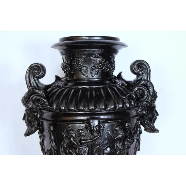 Metal Renaissance Revival Black Painted Bronze Vases For Sale - Image 7 of 8