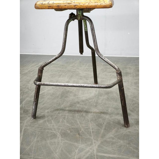 Industrial Height-Adjustable Swivel Workshop Chair, Former Czechoslovakia, 1940s For Sale - Image 13 of 16