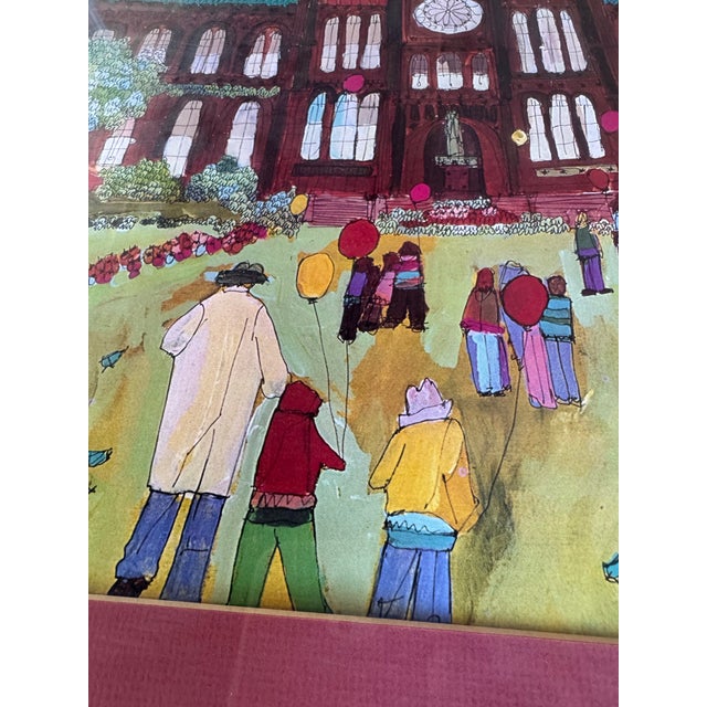 Large Framed Colorful Illustrated Artwork of Smithsonian by Susan Pear Meisel, 1970s For Sale In Los Angeles - Image 6 of 12