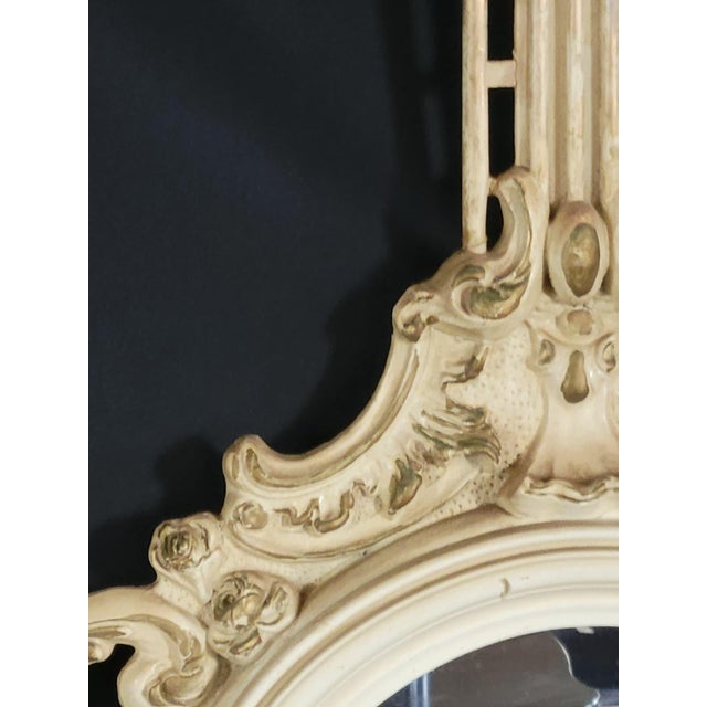 1960 Italian Art Nouveau Style Hand Carved Hand Painted Gilded Round Mirror For Sale - Image 15 of 18