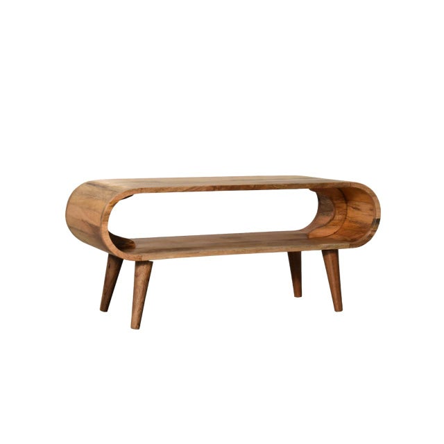 Mid-Century Modern Light Oak-Finish Mango Wood Scandinavian Coffee Table For Sale - Image 3 of 8