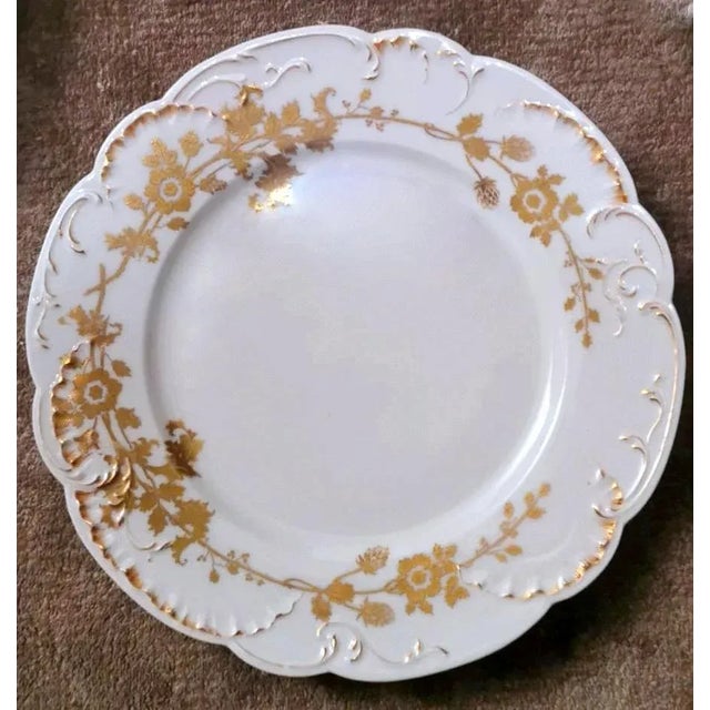 French White Porcelain Plates with Gilt Decor from Haviland, Limoges, 1902, Set of 6 For Sale - Image 12 of 13