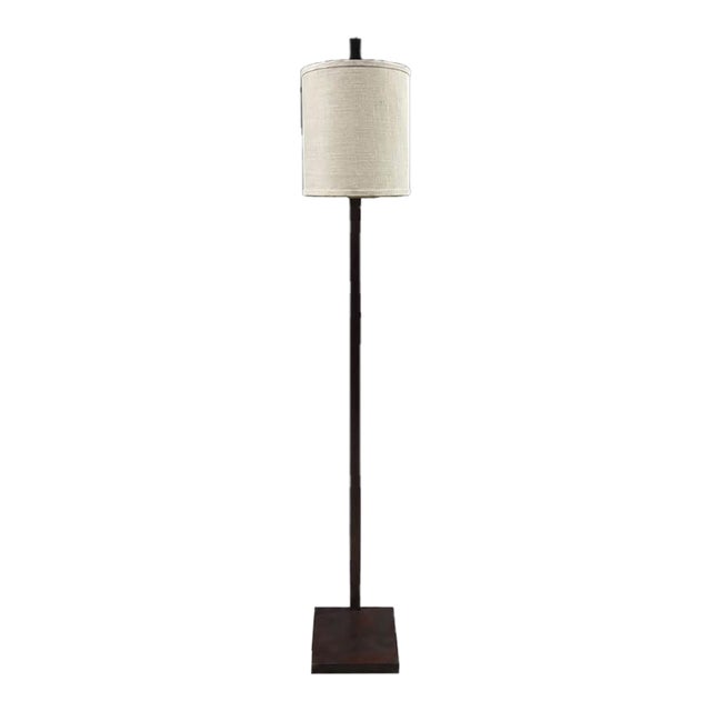 Architectural Floor Lamp With Unique Dark Bronze and Red-Tone Finish For Sale