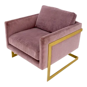 Brass Frame Shape Base Cube Shape Lounge Chair