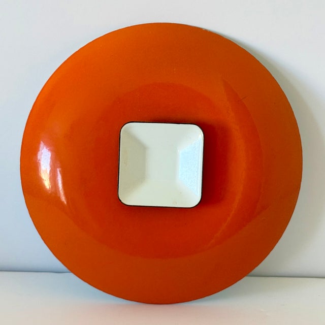 1960s Mid-Century Modern Catherineholm Rune Fence Post Sticks Casserole Dutch Oven W Lid Orange & White For Sale - Image 12 of 13