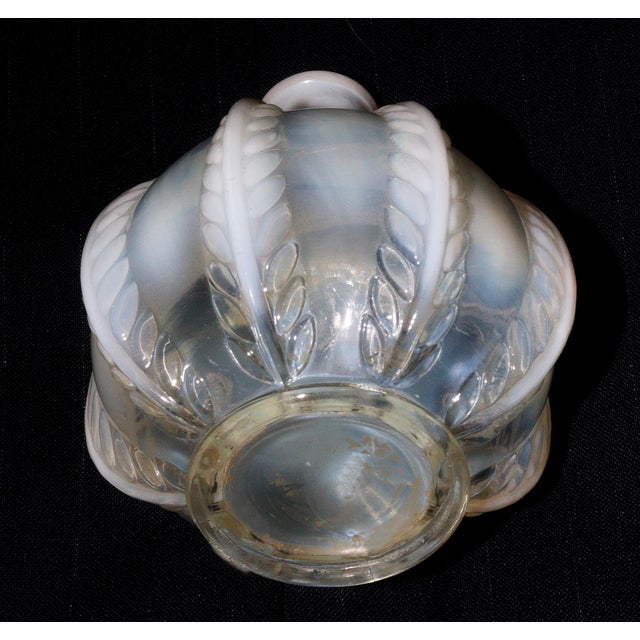 Pretty 5 inch high antique white opalescent feathered sides barber bottle. rare configuration! a bit of residue