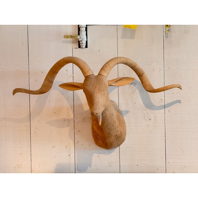 Abstract Carved Wood Antelope Head Wall Mount For Sale - Image 3 of 7