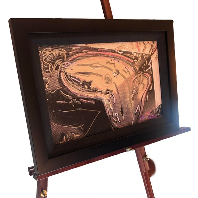 Melting Clocks" is a one-of-a-kind hand-pulled silkscreen and mixed media painting on canvas by Daniel Fuenes aka Ringo...