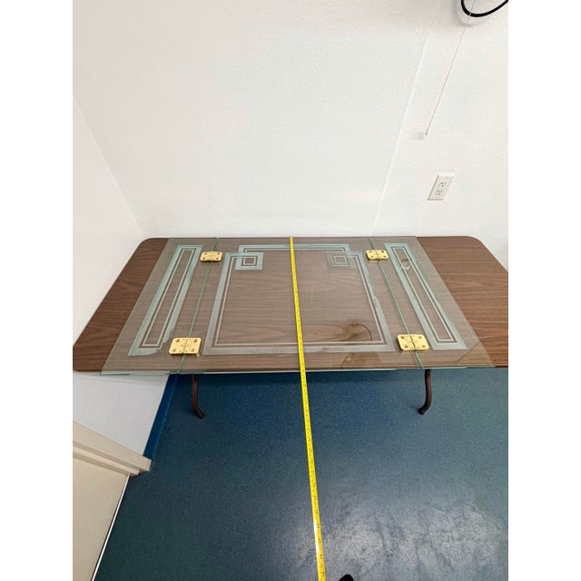 Vintage Art Deco Etched Glass Fireplace Screen With Brass Hardware For Sale - Image 11 of 12