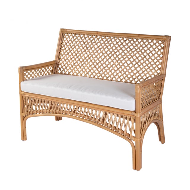 Wood Antigua 42 in. W Rectangular Rattan Dining Bench with Back, Natural Rattan For Sale - Image 7 of 7
