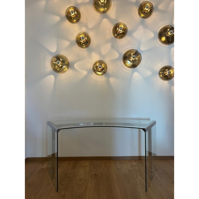 President desk made of safety glass with a stainless steel frame. Originally designed by Gallotti & Radice '70s. Marked...
