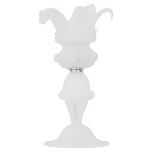 Italian Table Lamp in White Murano Glass, 2000s For Sale