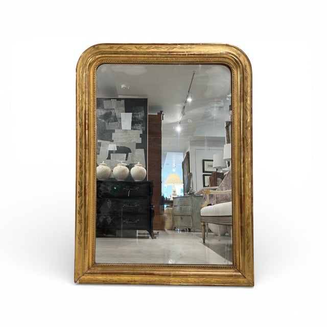 19c French Antique Louis Philippe Mirror With Flower Detail For Sale - Image 4 of 4