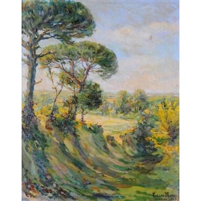 "Vila Nova da Caparica". Oil on platex, signed and dated 1957. Dimensions: 52 x 41 cm.