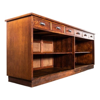 Épicerie Scrubbed Oak Shop Counter, 1940s For Sale