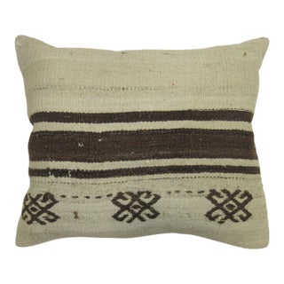 Brown Beige Kilim Pillow rug no. p3310 For Sale