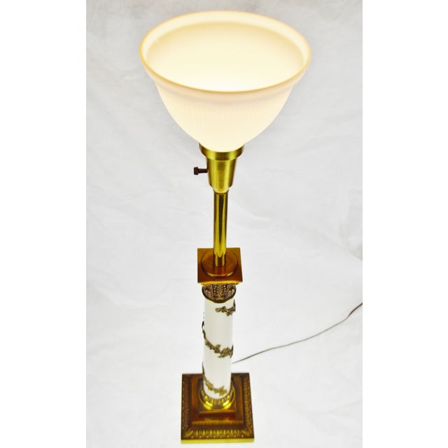Vintage Brass & Enamel Stiffel Table Lamp With Diffuser Chairish